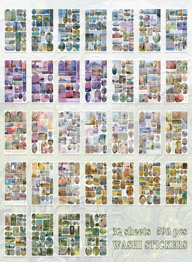 PRSTINCOL Oil Painting Sticker Book, 52 Sheets 500+ Scrapbook Stickers, Vintage Oil Painting Aesthetics Stickers for Adults and Teens, Junk Journal Supplies for Scrapbooking Journaling DIY - Image 3